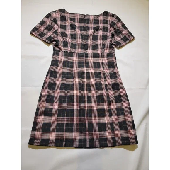 Plaid 90s Grunge Short Dress Womens Small Square Neck By Wild Honey Clueless - Picture 4 of 12